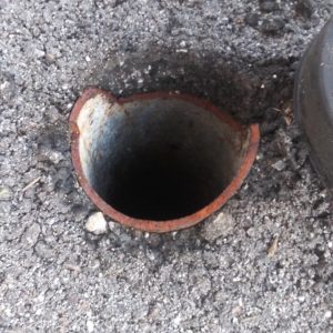 Before: Broken vent pipe repair